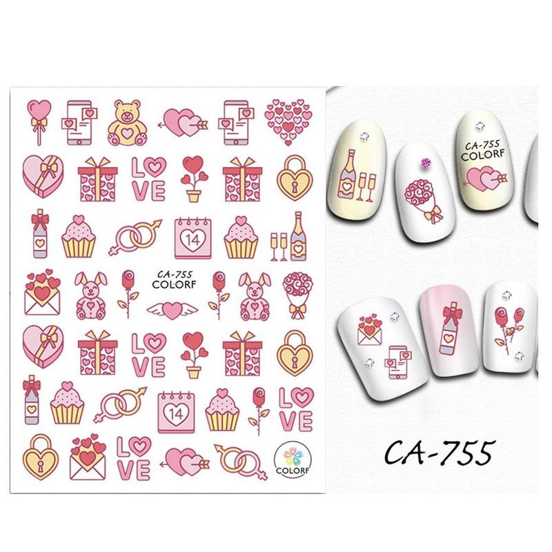 Sexy Lips New Year Slider Valentine's Day Beating Love Heart Design Abstract Pattern Cartoon Fashion Nail Sticker
