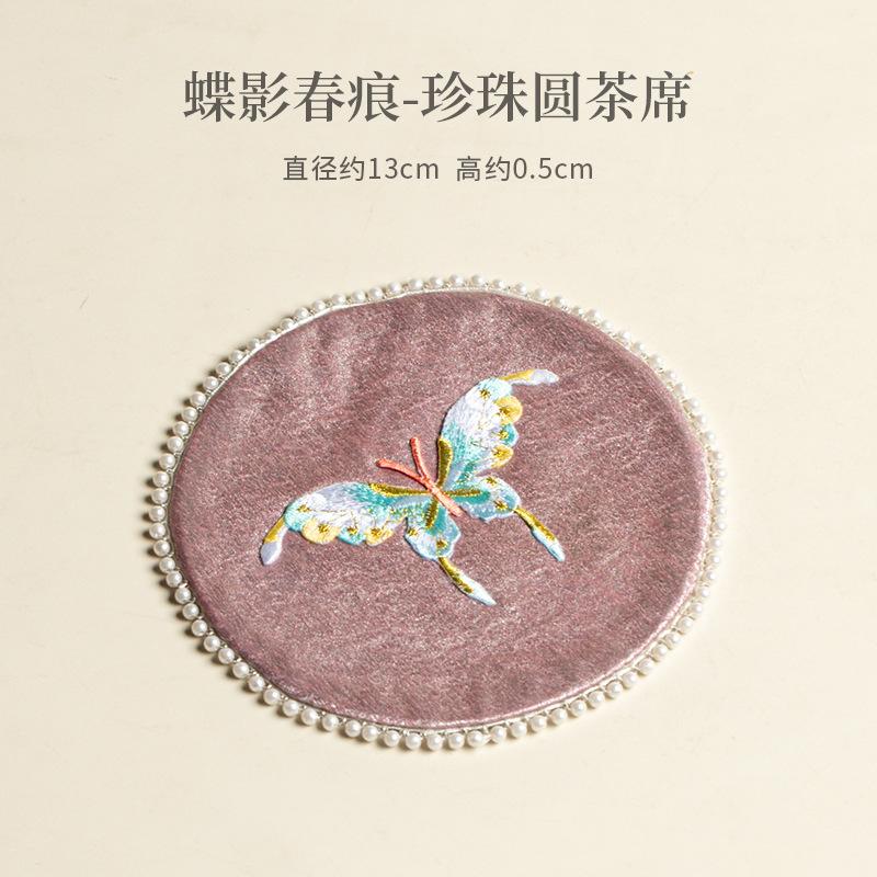 Purple Tapestry Tea Table Mats Retro Absorbent Clay Tea Mat Drink Coaster Dinner Table Cloth Mat Tableware Supplies Collection