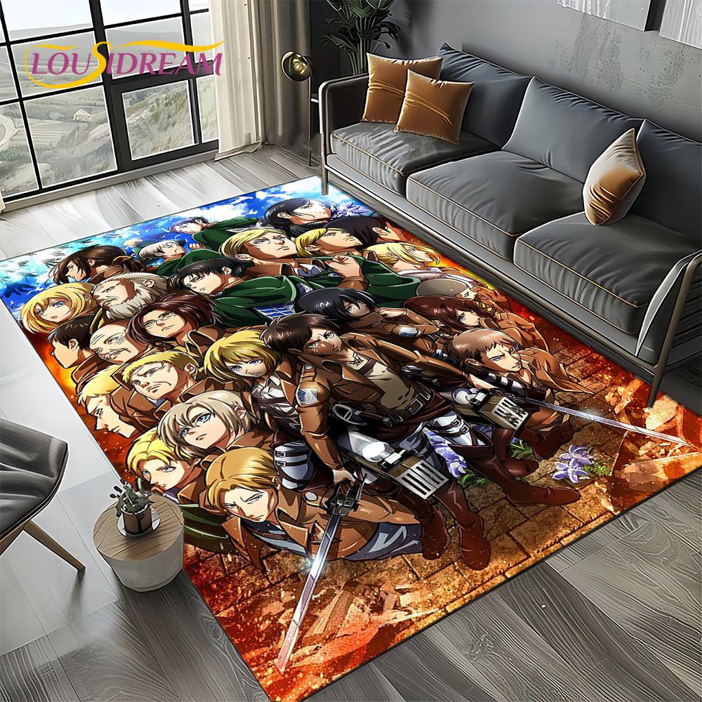 Attack on Titan Eren Anime Cartoon Carpet Rug for Bedroom Living Room Home Sofa Decoration,kids Play Decor Floor Mat Gift
