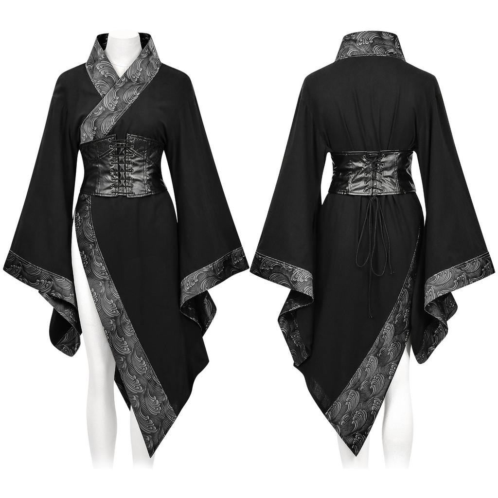 Gothic Fantasy Chinese Style Short Top With Cotton Linen For Halloween And Cosplay