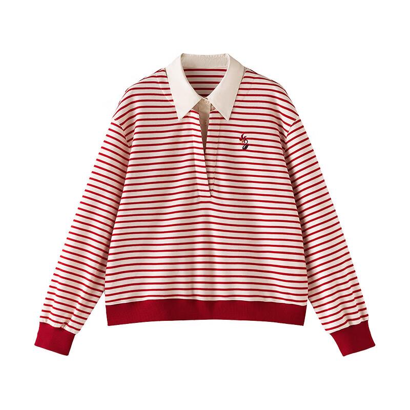 Chuyu Women's Academy Style Lilium Embroidered Fake Two-Piece Sweatshirt