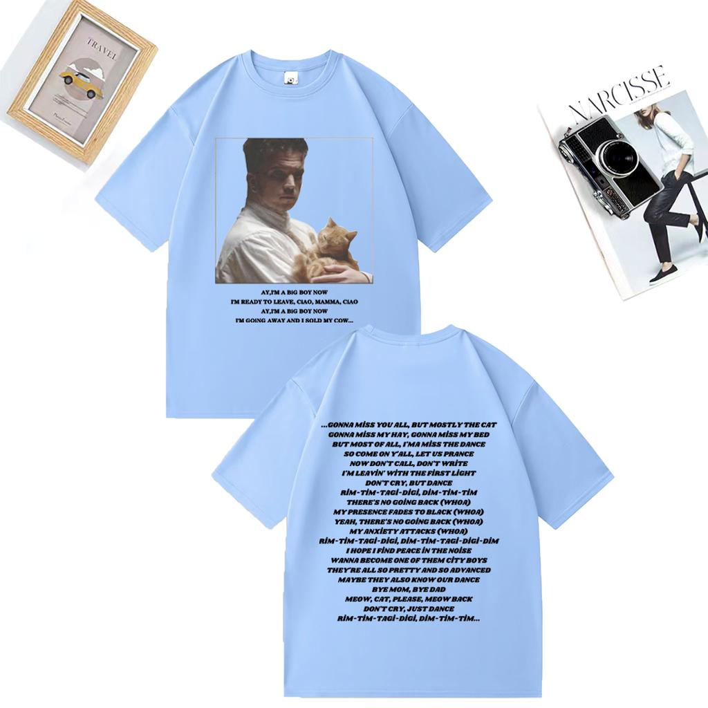 Baby Lasagna Rim Tim Tagi Dim Eurovision Móda Tričko Unisex DÁMSKÉ vtipné Kočka krátký rukáv Trička Unisex oversized Bavlněná trička