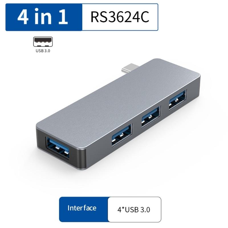 4 In 1 USB3.0 Hubs With Fast Speed Data Transfer And Aluminum Alloy Housing For Laptop Desktop PC Offices Use