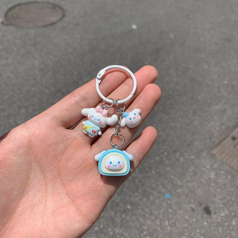 Sanrio Anime Hello Kitty Keychain Cartoon Kawaii Cinnamon Dog Kuromi Melody Backpack Pendant Accessories Keyring Kids Cute Gift