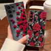 Scarlet Red Rose Flower Case For Samsung Galaxy S26 Ultra S25 FE S24 S23 S22 A54 A15 A35 A55 A16 A36 A56 A17 A37 A57 5G Cover