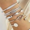 Exquisite Bracelet European and American Double Heart Metal Bracelet Set Women's High-grade Retro Geometric Six-piece Metal Bracelet