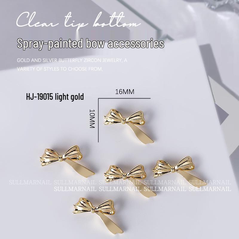 5 Pcs Bow Metal Silk Ribbon Spray Nail Art Charms - Cute French Bowknot Decorations