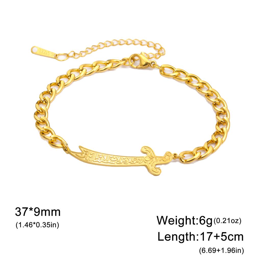 Jeshayuan Imam Ali Zulfiqar Sword Bracelet for Women Arabic Calligraphy Muslim Men Bracelets Stainless Steel Amulet Jewelry