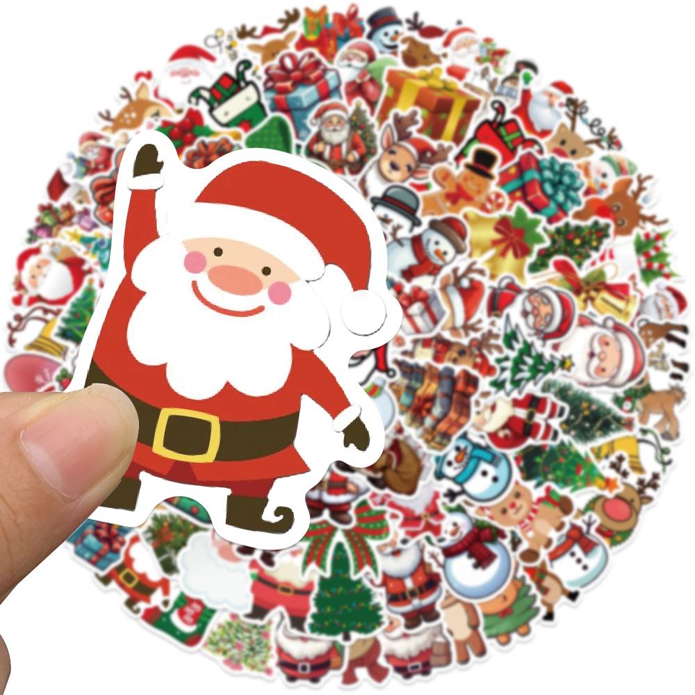 50 100200Pcs Merry Christmas Gift Stickers Decorative Sticker Diy Car Guitar Reward Self-Adhesive Children'S Gift Party Decals