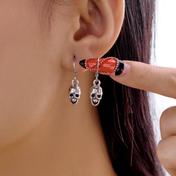 Halloween Crown Skull Drop Earrings For Women Sparkling Rhinestone Skeleton Dangle Earring Gothic Punk Party Cosplay Jewelry