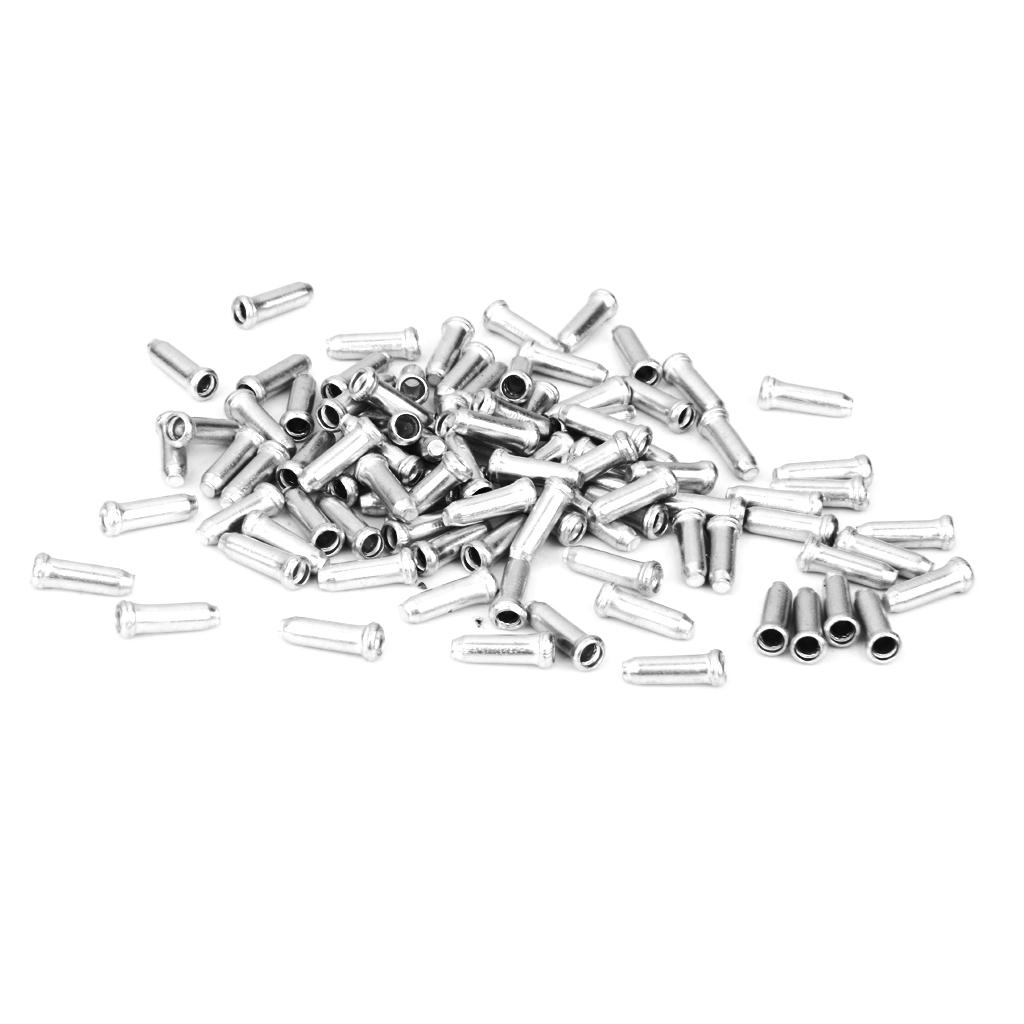 Brake Cable End Cap Aluminum Crimp Tips Universal for Bicycle Brake Gear Cables Bike Cable Arrangement 100 Pieces