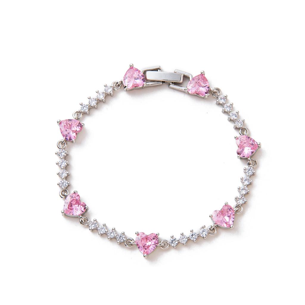 Ins Style Butterfly & Heart Diamond Bracelet, Gold Plated Trendy Jewelry for Women