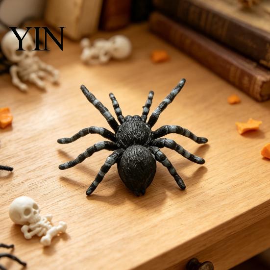 Gedetailleerd Spinnenornament voor Display Realistisch Beeldje, Levensgetrouw Nep Vogelspin Figuur, Plastic Dierlijk Arachnide Model Halloween Grappen Props,