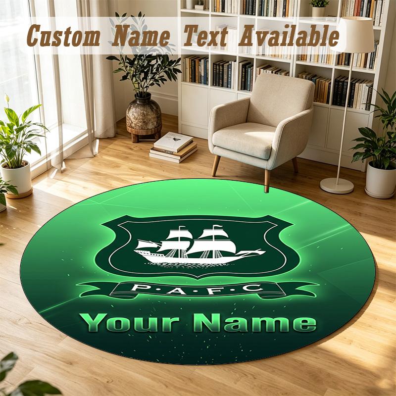 Round Rug Custom NamePlymouth Argyle FC Pattern Non Slip Carpet Home Floor Decor