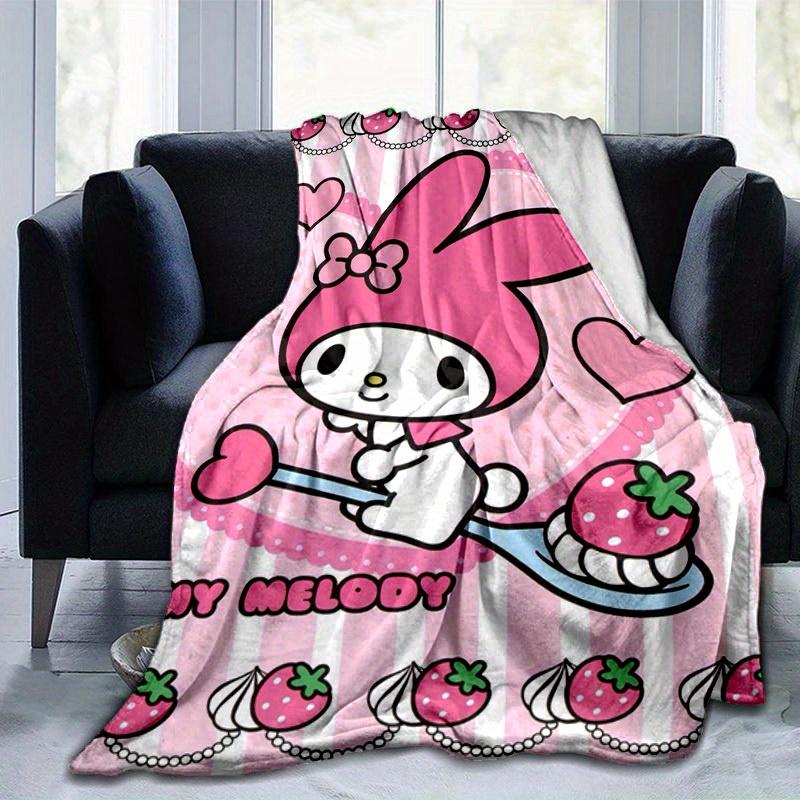 1pc. Cute My Melody Rabbit Pink Heart Strawberry Home Office Outdoor Blan 100x150cm