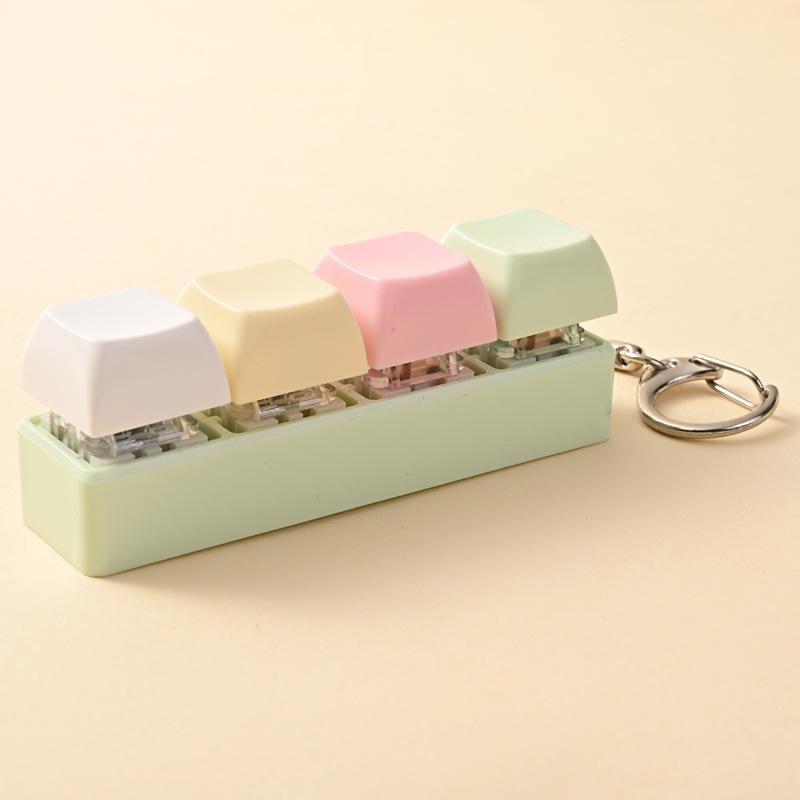 4 Keys Button Keycap Stress Relief Adult Fidget Toy Keychain 4 Keys Keyboard Fidget Gadgets Toys Diy Keyboard Keychain Toys
