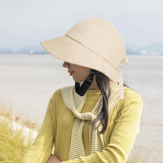 Women's Knot with Sun Hat UV Bow Ponytail Hole Summer Beach