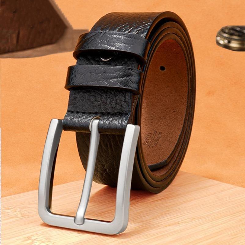 Retro Men'S Leather Casual Pin Buckle Cowhide Belt Simple Belt Belt Men'S Casual Versatile Belt