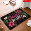 2D Flat Printing, 1pc Pink Leopard Print Tropical Floral Retro Floor Mat, Flannel Material, Leopard Floral Printed Mat, Durable And, Machine Washable,