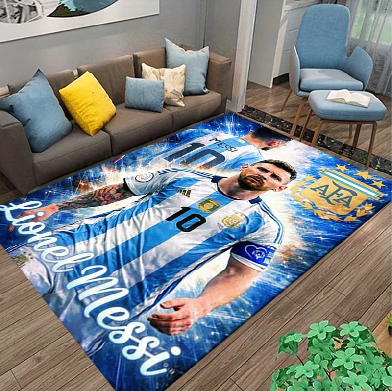 1pc Football Star Messi Printed Chair Rug for Home Office Use, Living Room Kitchen Game Room Area Carpet