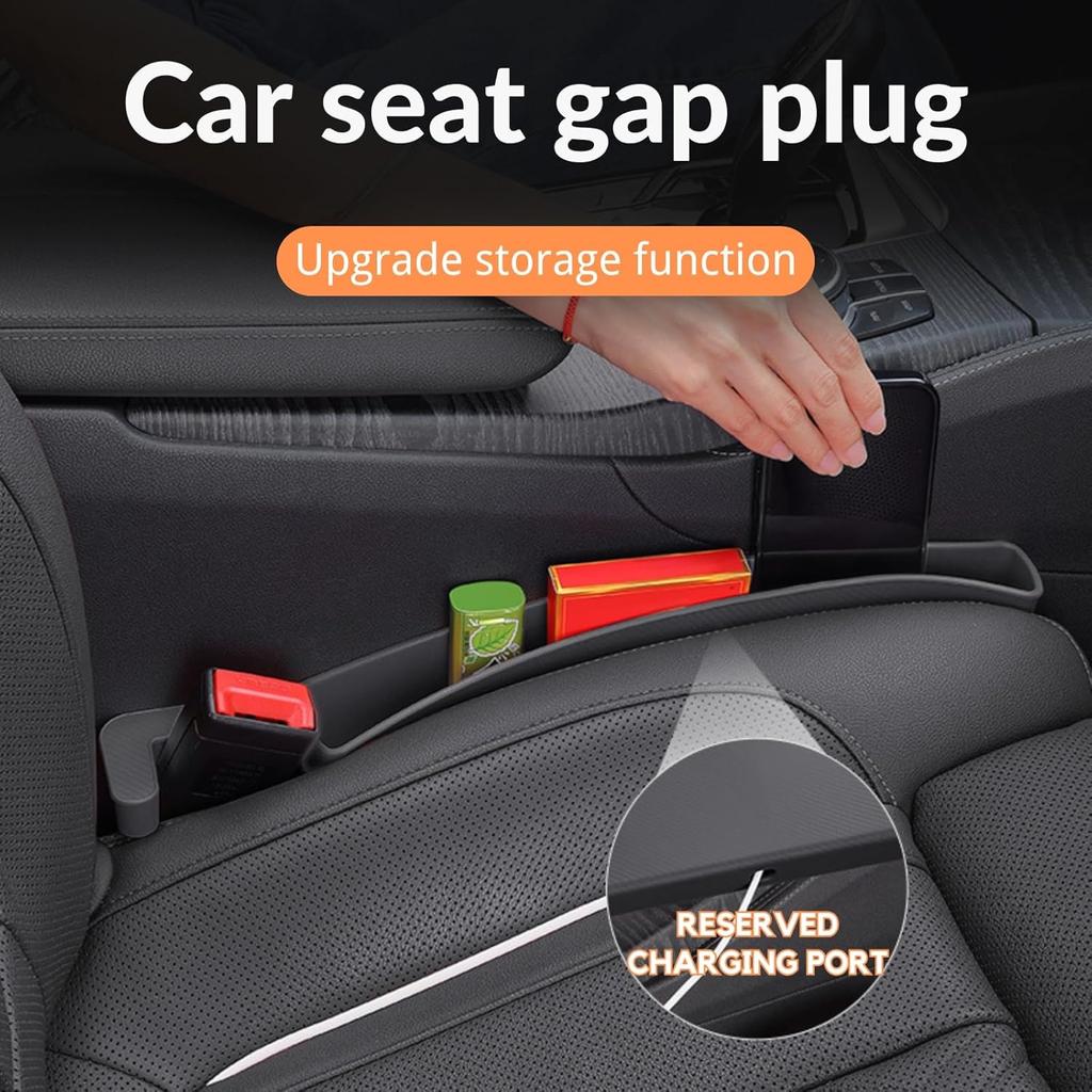 Car Seat Gap Filler Organizer With USB Cable Slot,Car Gap Filler For Phones, Keys, And Co – Prevents Drops, Adds Storage, Fits Most Vehicles(2Pack
