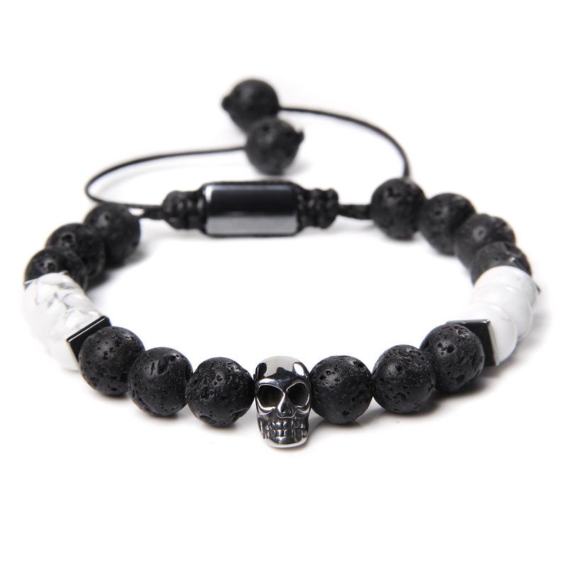 

JYL TS Bracelet Men s Skull Braided Minimalist Attracts Courage & Positive Vibe white pine металлик санберст