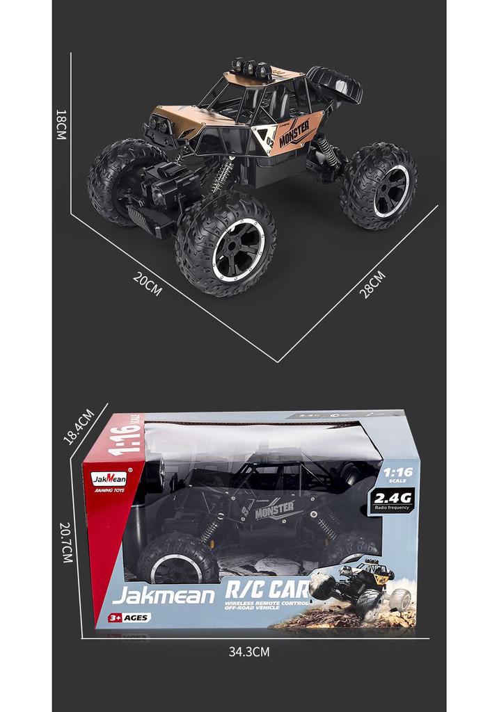 1:16 Alloy RC Climbing Monster Truck – 4WD Big Foot Toy Car for Kids