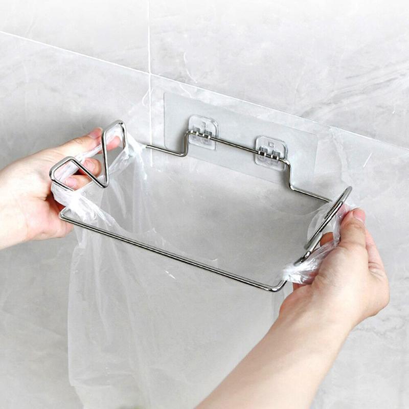 Estante para basura de cocina, soporte para bolsas de basura para puertas de armarios, soporte para almacenamiento de basura en armarios