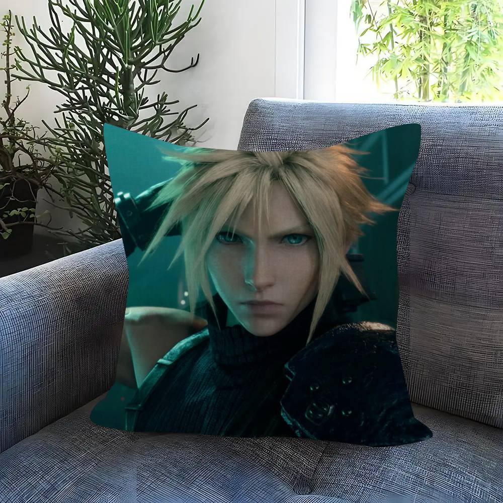 Game F-F-Final Fantasy 7 Double-Sided Printed Pillow Cover Short Plush Suitable Living Rooms Bedrooms Sofas Throw Cushion Cover