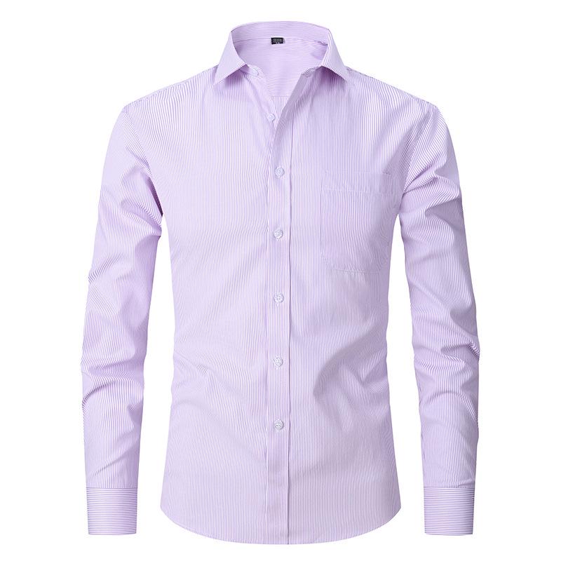2025 Spring/Summer Men's Large Solid Color Casual Long Sleeve Shirt