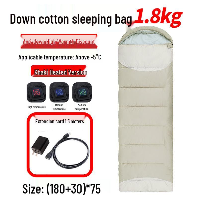 USB Heated Washable Sleeping Bag for Adults - Thickened, Warm, and Cold-Protective for Spring, Autumn, and Winter Camping.
