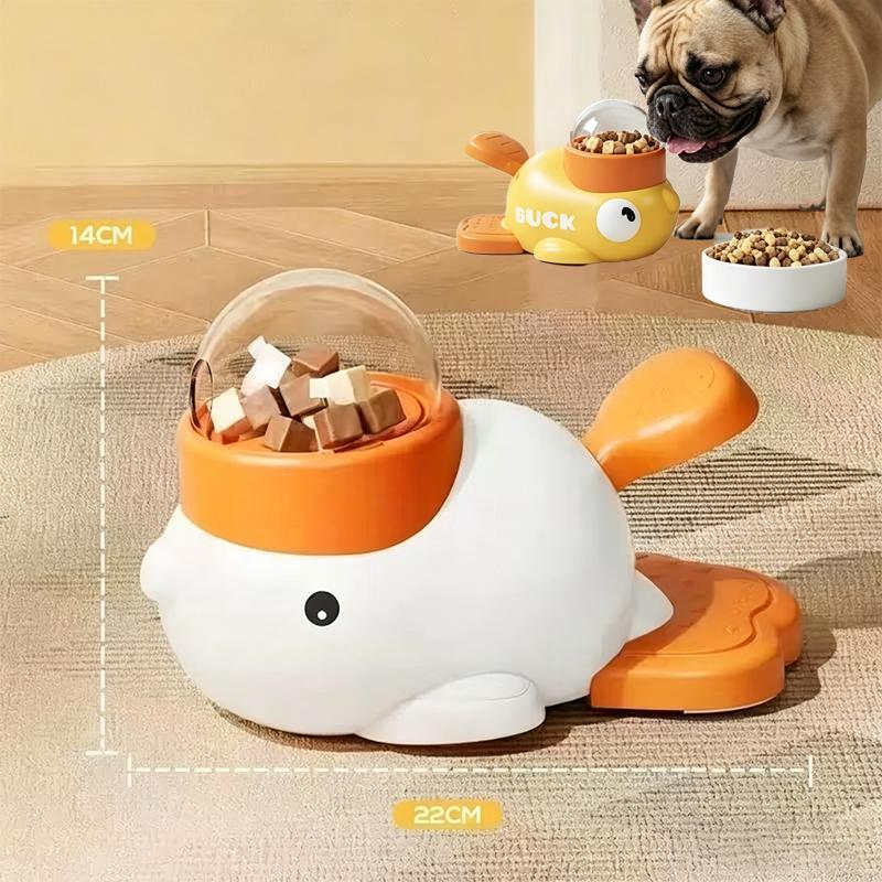 Hund 2-in-1 Interaktives Spielzeug Haustier Automatischer Futter-Leckerli-Spender Cartoon-Enten-Design Langsames Futter Haustier-Snack-Spender für Hundetraining