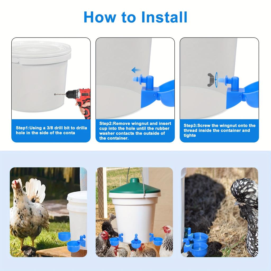 5Pcs Automatic Poultry Drinker Bowl Chicken Bird Water Cups Duck Drinking Machine Hanging Drinking Bowls Water Dispenser