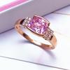 Purple Gold Pink Zircon Ring, Simple Personality, Premium Rose Gold Plated Square Ring.