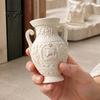 Tabletop Ornament for Hallway 3D Printed Ancient Greek Relief Vase, Imitation Marble Flower Vase with Petg Material Decorative Vessel Mythical