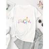 Women's Colorful Palette EKG Print T-Shirt Casual Crew Neck Short Sleeve Top