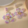 Dopamine Flower Woven Earrings: Summer Beach Raffia Studs for Women