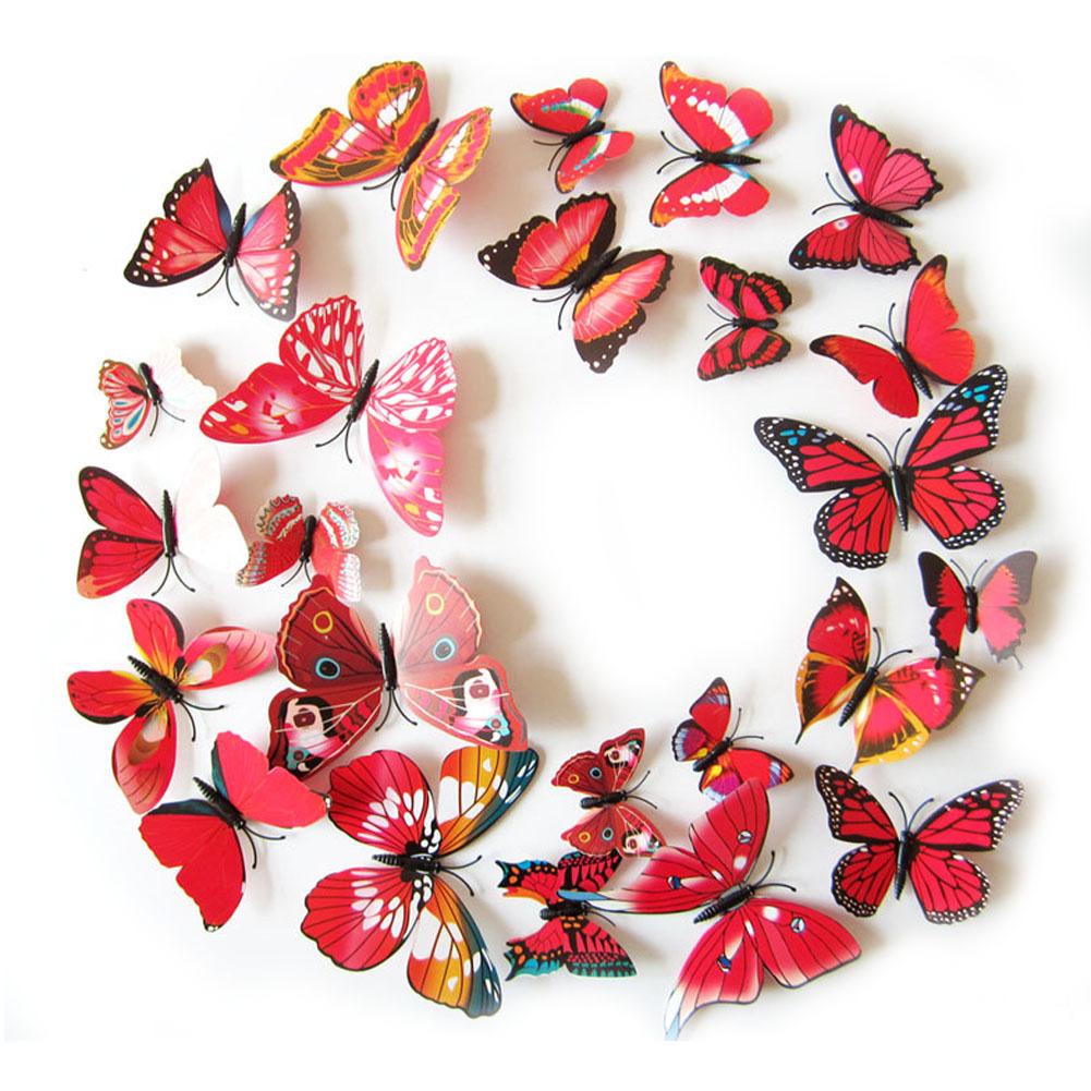 12pcs PVC Butterfly Wall Stickers Wedding Party Butterflies Room Decoration