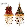 Winter Seasonal Landscaping Lighted Christmas Ceiling Hanging Decor, Pre-Lit Tree Bell Pendant with Plush Fabric Holiday Decor Warm LED, Porch Doorway