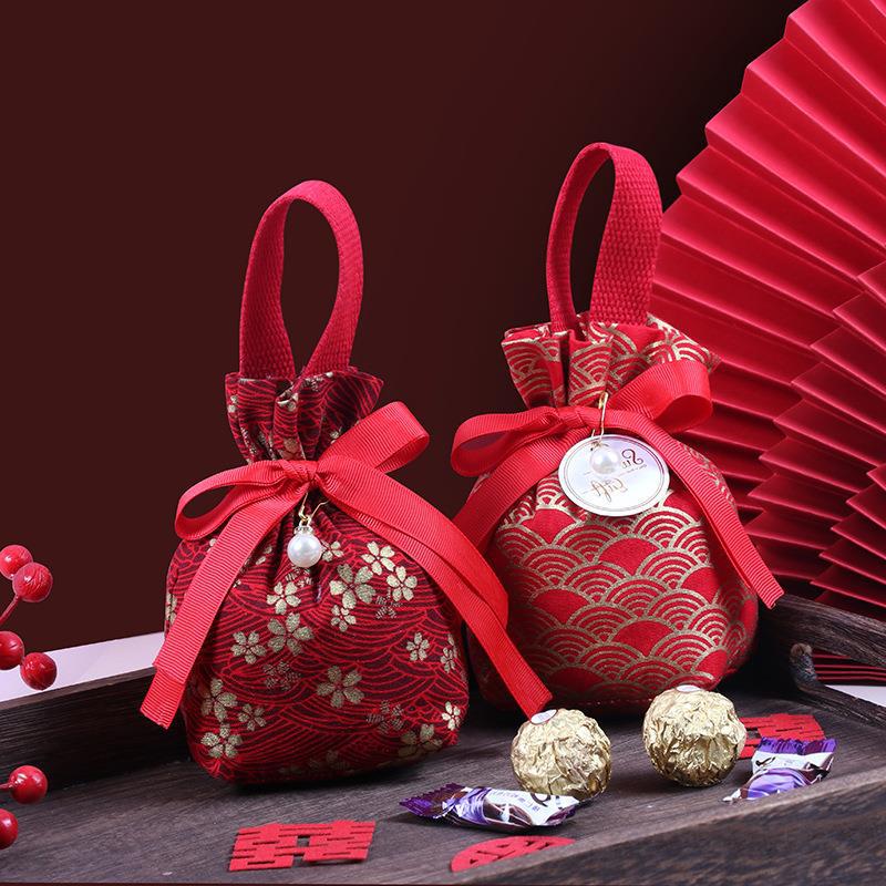 Luxury Chinese Style Wedding Candy Drawstring Bag