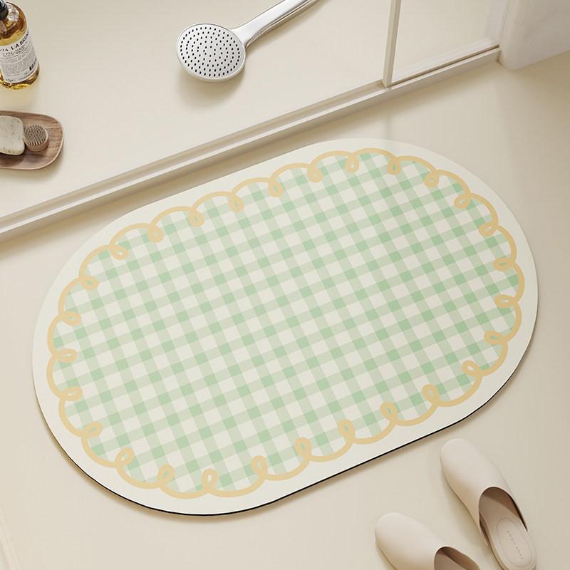 Anti-Rutsch-Badezimmertür-Matte im Cremestil - Wasserabsorbierend für den Toiletteneingang