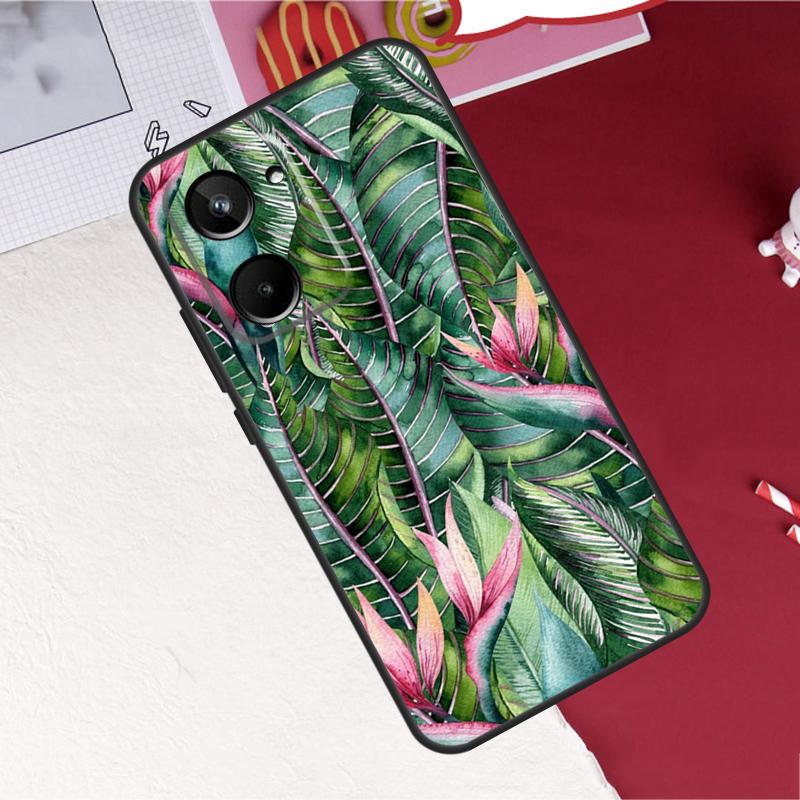 Retro Banana Leaf Plant For Realme C75 C71 C55 C53 C67 C61 C33 C63 C51 C65 GT7 15 Pro 10 11 12 13 14 Pro Plus Case