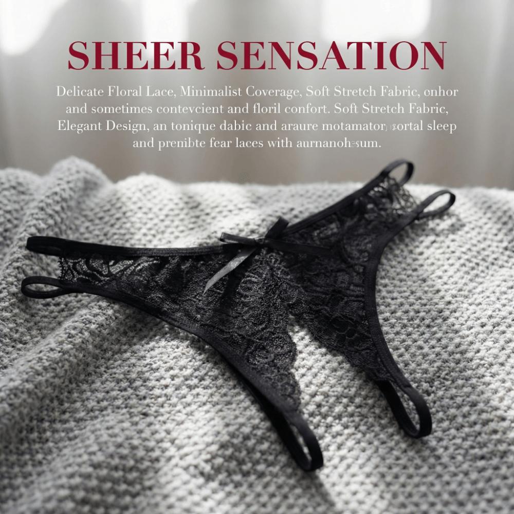 Low-waist Lace Seamless Panties Open Crotch Women's Thong Breathable Mesh Lace Briefs  Female