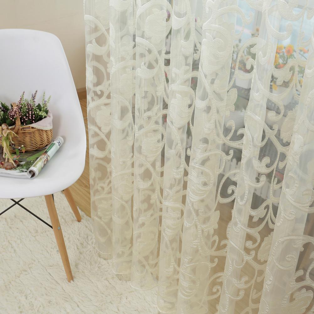 1PC Lozujoju Home Decor Jacquard White Voile Fabrics Modern Window Screening Tulle Curtains