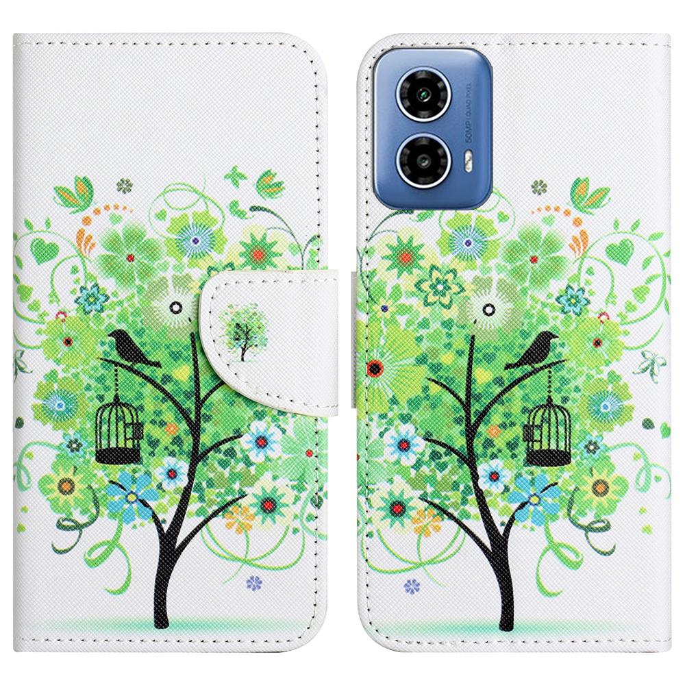 Für Motorola Moto G35 5G Hülle Leder Handyhülle mit Kreuzmuster Druck