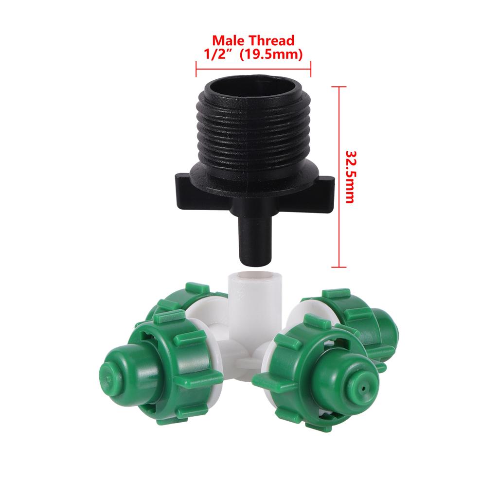 Kit Ugello Nebulizzatore a 4 Uscite 6mm Spruzzatore Atomizzante Anti-Goccia Nebulizzatore a Croce Sistema di Micro-Irrigazione per Giardino Strumento di Raffreddamento e Umidificazione