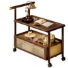 High-end Side Table Bamboo 2 Layers Coffee Tables Mobile Coffee Table with Wheels Trolley Home Storage Rack Living Room Decor