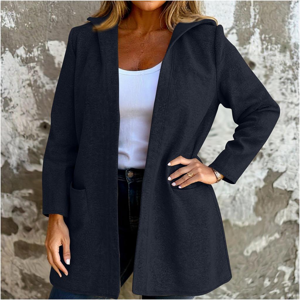 Women's Fashion Casual Hooded  Long-Sleeve Solid Jacket
