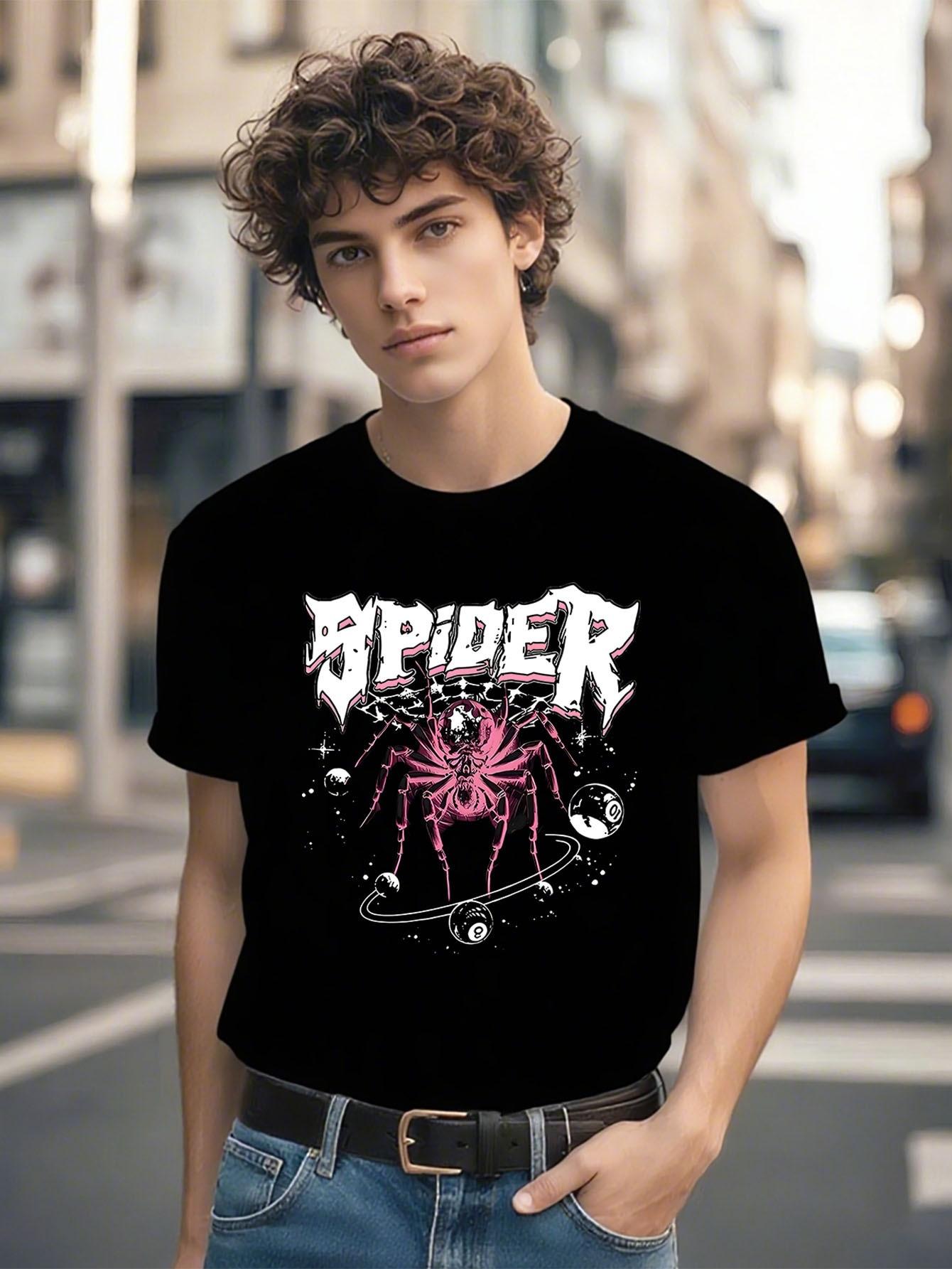 Spider Graphic Tshirt Graphic Tshirt - Black with Red Spi... S