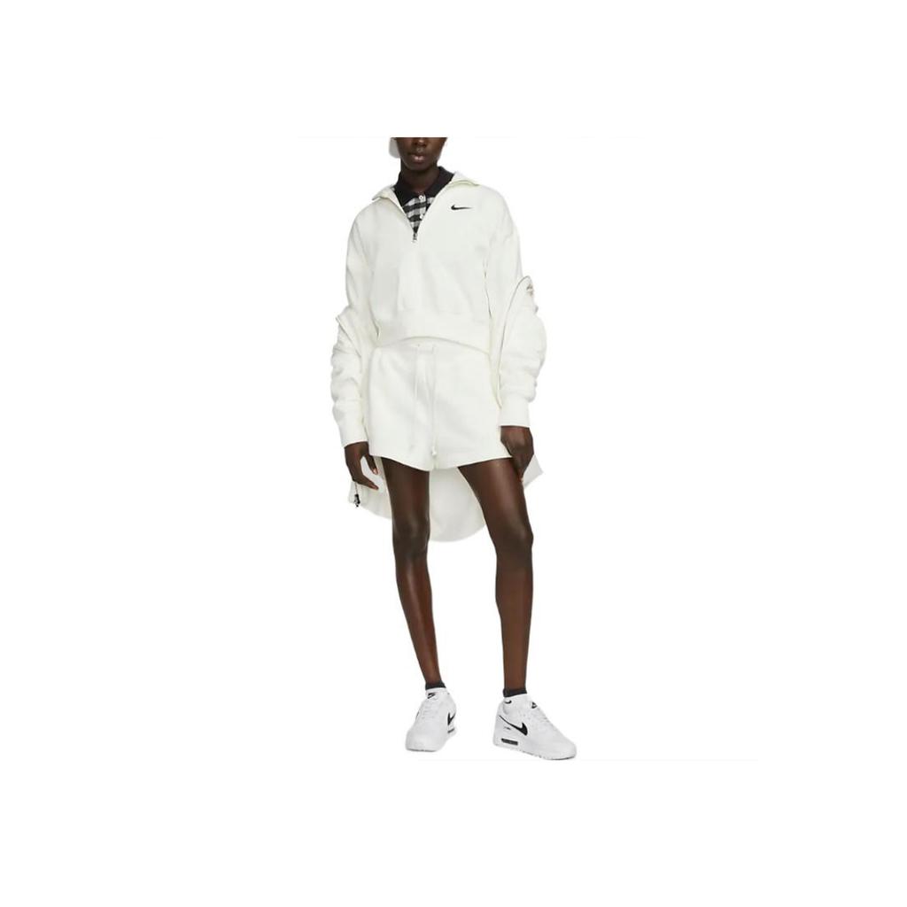 Nike Sportswear Phoenix Fleece Embroidered Logo Half-Zip Sweatshirt Women Tops Sail-White DQ5768-133